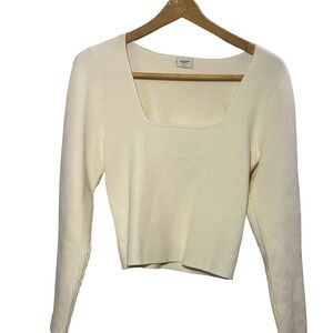 Abercrombie & Fitch Squared Neckline Off-White Ribbed Sweater